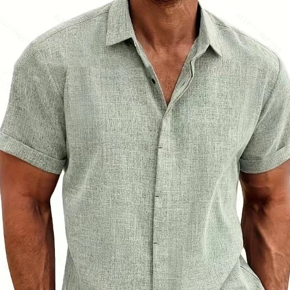 Men's Linen Short Sleeved T-Shirt Loose Fitting