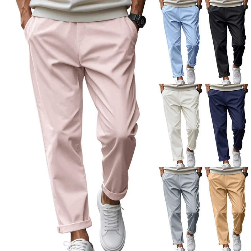 Men's Trousers With Pockets Casual Loose Comfortable Quick-Drying Waist-Tied Pants