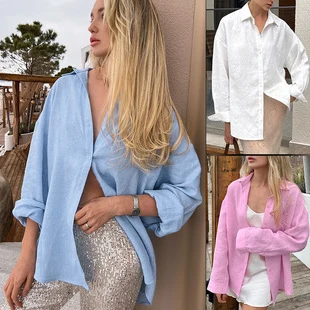 Women's Solid Color Casual Long Sleeves Cardigan Coat Blouse